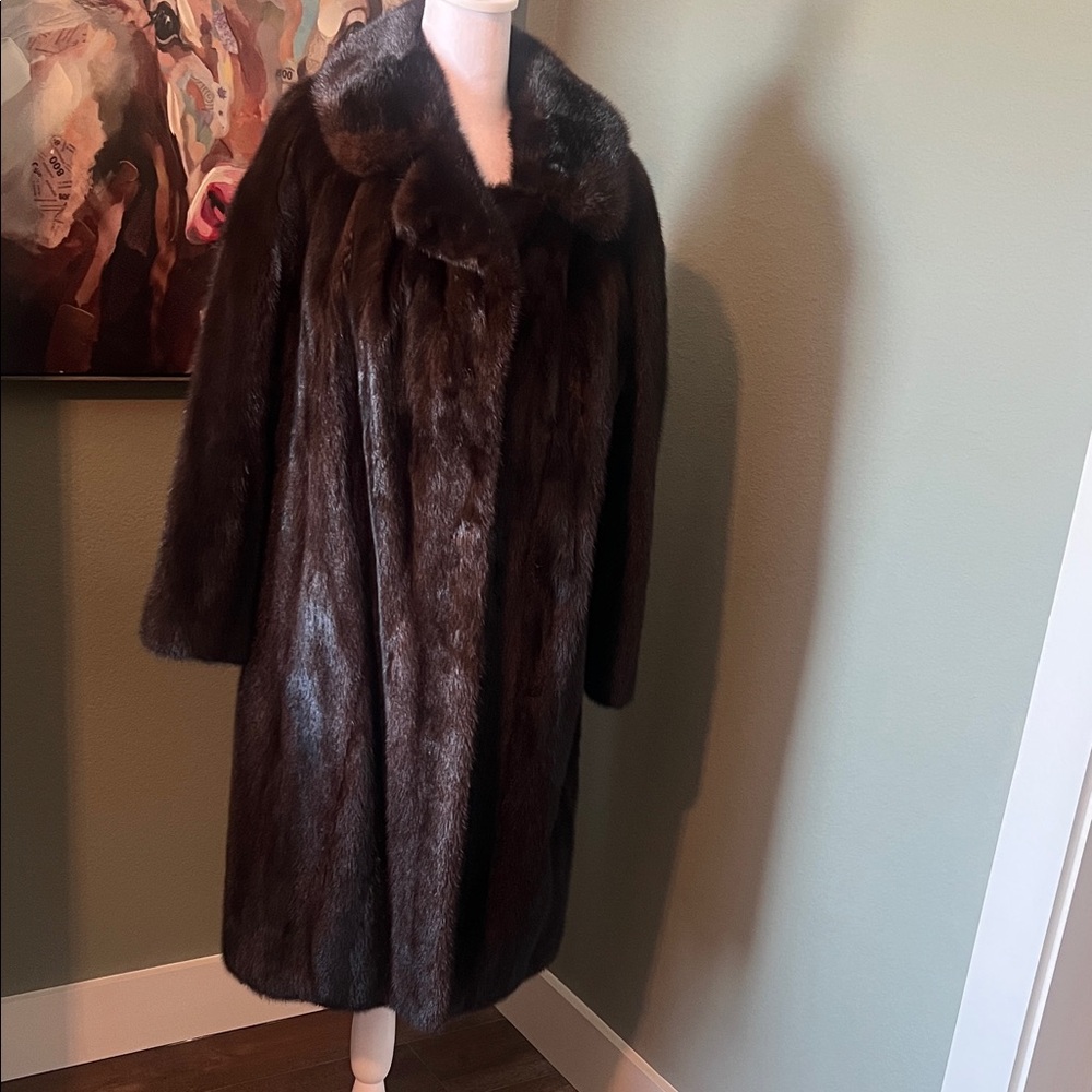 Elegant Brown‎ Mink  Fur Coat